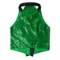thumbnail image 6 of Zaldita Women's Sequins Blazer Vest Sleeveless Sparkle Jacket Waistcoat Halter Neck Vest for Cocktail Party Green XXL, 6 of 7