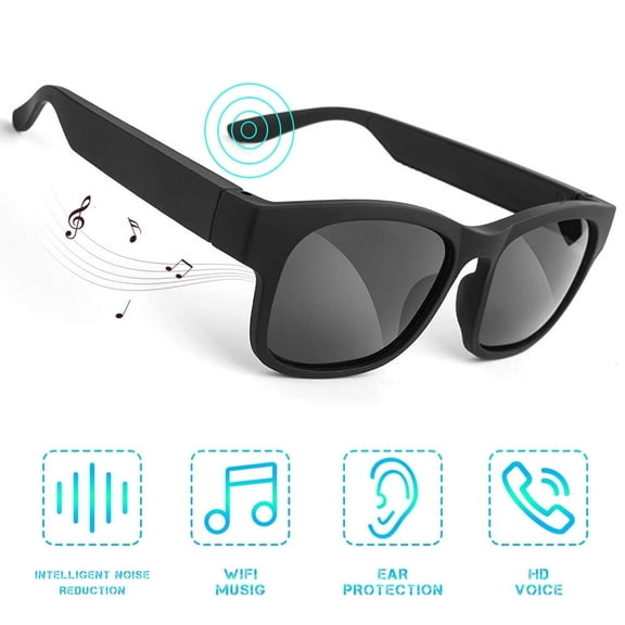 VONTER Smart Glasses Wireless Bluetooth Sunglasses Open Ear Music&Hands-Free Calling,for Men&Women,Polarized Lenses,IP4 Waterproof,Connect Mobile Phones and Tablets Black