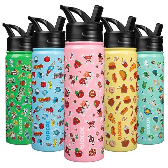 BJPKPK Insulated Water Bottle with Straw Lid, 22 oz Stainless Steel Metal Water Bottles, Reusable Leak Proof BPA Free Water Bottles, Cups, Thermos, Passionate-Pink