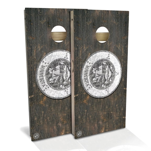 Skip's Garage | Minnesota Flag Rustic Cornhole Board Set | Includes Boards & Bags | Choose Your Size & Accessories
