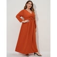 thumbnail image 2 of Women's Plus Size Long Dress Short Sleeve V Neck Empire Waist Beach Party Dresses, 2 of 5