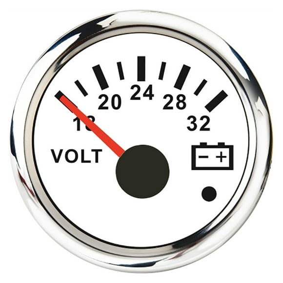 8-16V/16-32V Voltmètre 52mm Jauge pour Bateau Marin Voiture Camion Moto RV Vol0tage avec Rétroéclairage Rouge, Facile à Calibrer