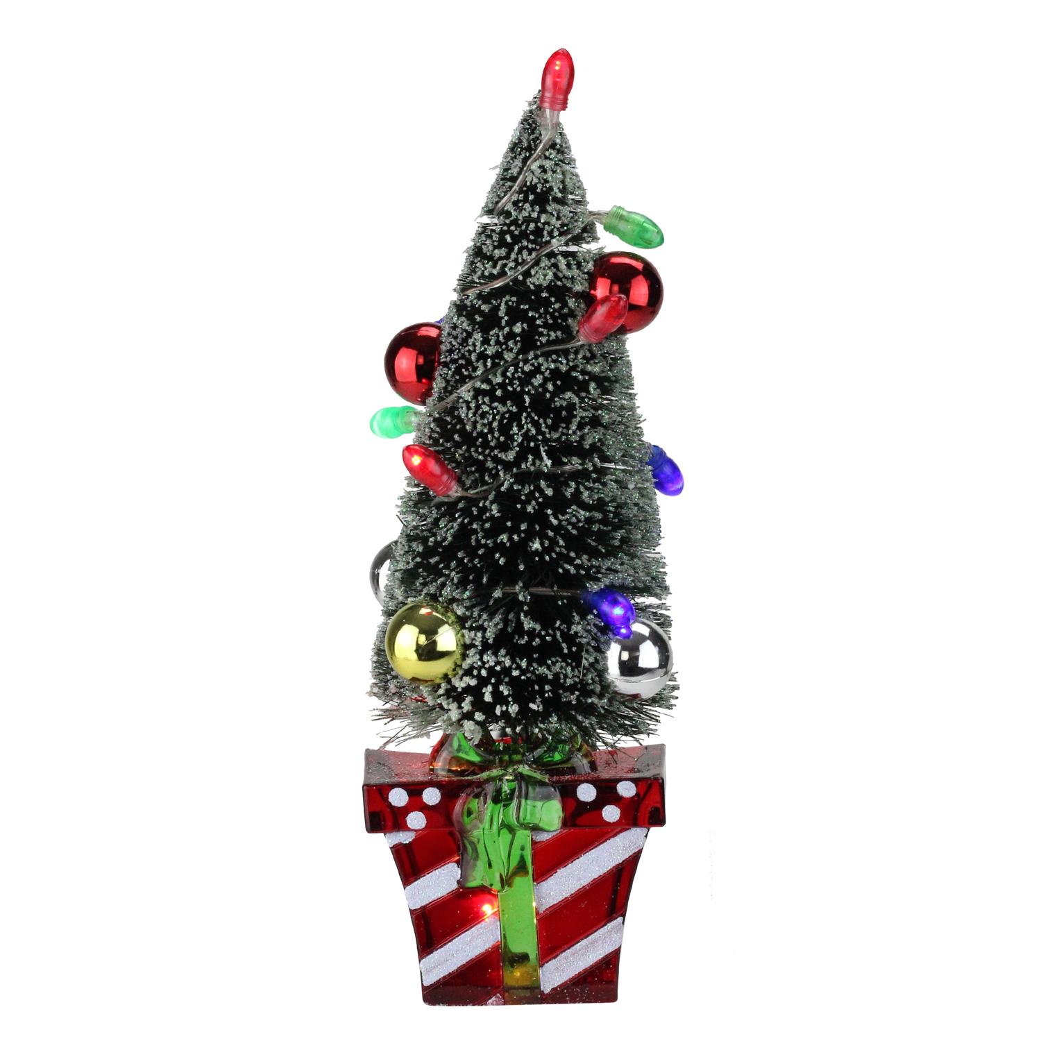 10.5" Battery Operated Lighted Christmas Tree Stocking Holder with LED Lights