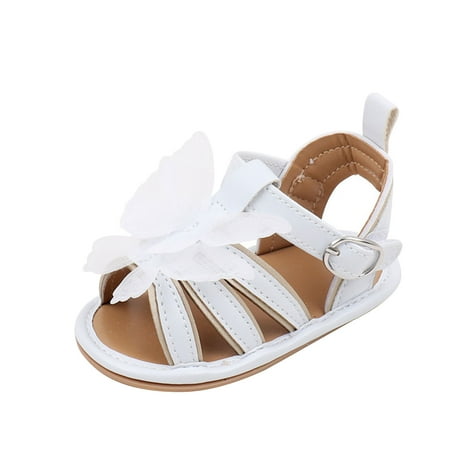 Meresysid Toddler Kids Infant Newborn Baby New Summer Sandals Iron Buckle Design Rubber Bottom Hollow-out Non-slip Shoes White