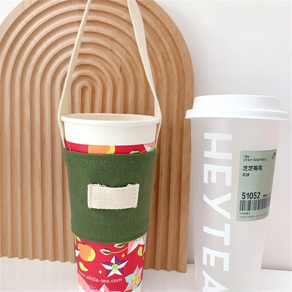 MYG Canvas Reusable Bubble Boba Milk Tea Coffee Drinks Cup Bag Holder Portable