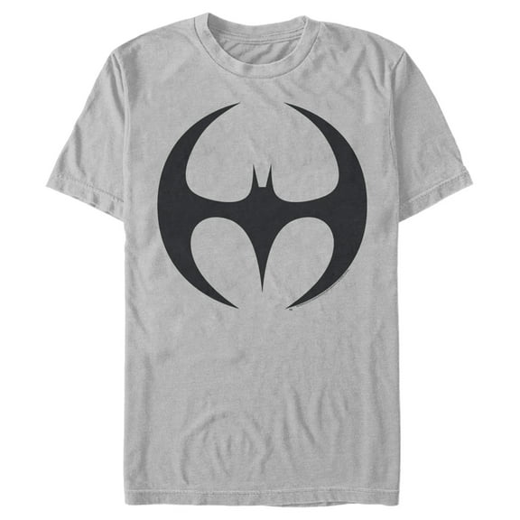 Men's Batman Logo Modern Wing Curve  Graphic Tee Silver Medium