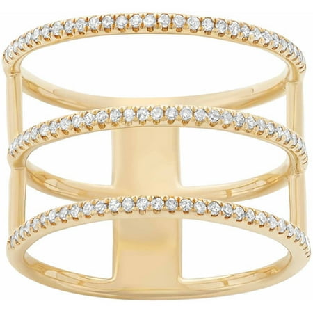 0.34 Carat T.W. Diamond 14kt Yellow Gold 3-Row Fashion Ring