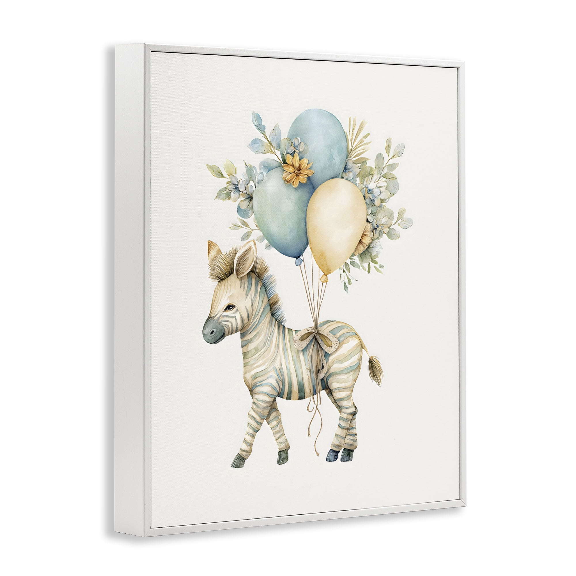 Stupell Industries Watercolor Nursery Zebra White Framed Giclee Art, design by LSR Design Studio
