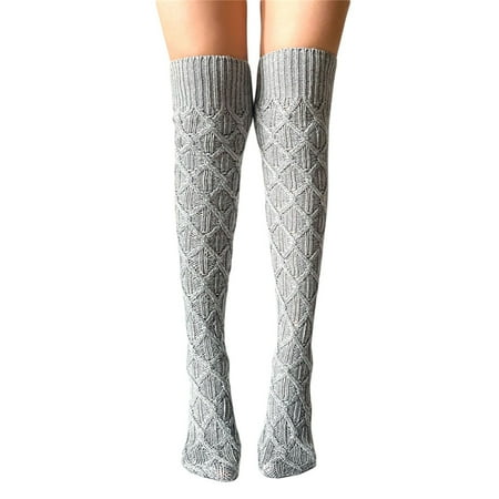 

AMILIEe Women s Winter Cable Knit Long Socks Wool Warm Over Knee High Socks Leg Warmers