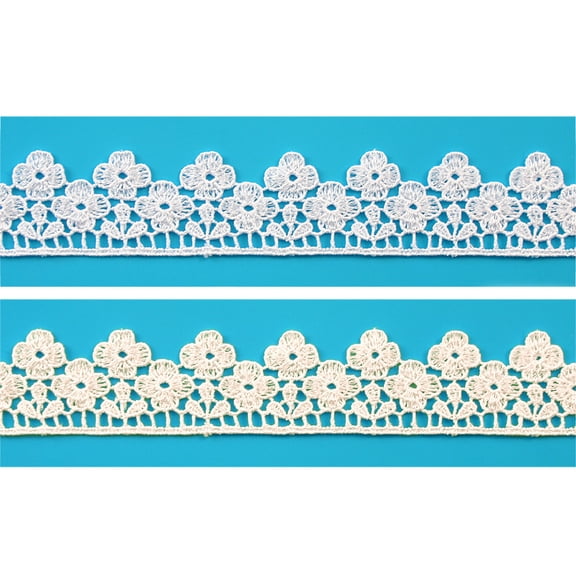 Lily 1.25" White or Ivory Floral Guipure Venise Lace Trim Flower by Yardage