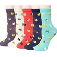 thumbnail image 1 of 5 pares de calcetines cómodos para mujer, divertidos y lindos calcetines con animales para mujer, calcetines con gatos y perros, regalos para mujer, 1 of 4