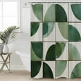 thumbnail image 6 of Shower Curtains Abstract Green Floral Geometric Bath Curtain Modern Art Waterproof Bathroom Shower Curtain Set with Hooks Decoration 72 x 72 Inches, 6 of 7