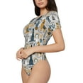 thumbnail image 2 of The Xecao Llama and Cactus1 Women's Crew Neck Body Suit, a short-sleeved bodysuit and basic swimsuit, both comfort and style for dating and daily life, 2 of 9