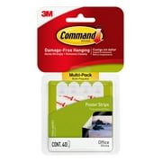 Command Poster Strips, White, Damage Free Hanging of Dorm Room Posters, 40 Command Strips