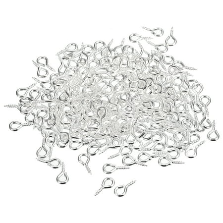 

300 Pack Small Screw Eye Hooks Mini Eyelets Screws 5x10x1.2mm Silver Tone