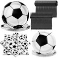 thumbnail image 1 of Football Style 100 piezas de suministros para fiesta de fútbol que incluyen platos de fiesta de 7 pulgadas, platos de fiesta de 9 pulgadas, servilletas y vajilla, tenedores, cuc, 1 of 5