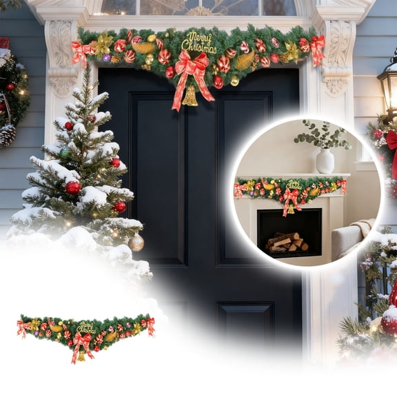 59inch(150cm) Home Wall Porch Outdoor/Indoor Hanging Holiday Vine Ornament - PVC Lifelike Greenery, Elegant Seasonal Festive Decor