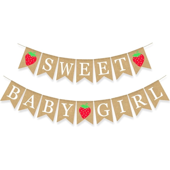 Strawberry Baby Shower Banner Sweet Girl Party Decoration Fruit Berry Garland Pregnancy Supplies