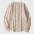 thumbnail image 4 of QTBIUQ Mens Lightweight Knit Sweater Pullover Rib Loose Fit Long Sleeve Crew Neck Top Casual Versatile Shirt for Spring Khaki, 4 of 5