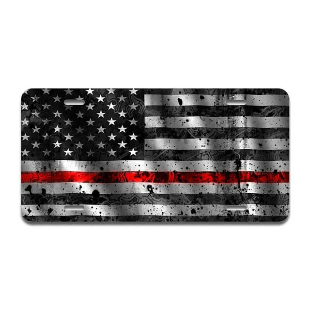 SignMission A-LP-03-14 Plaque d'Immatriculation en Aluminium - Drapeau Grunge Américain dans le Vent Rouge
