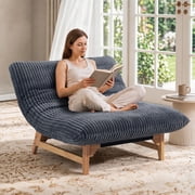 43" Oversized Accent Chair, PAPROOS Comfy Reading Chair, Cloud Lounge Accent Chair Bean Bag Chair for Adults, Corduroy Upholstered Living Room Bedroom Chair, White