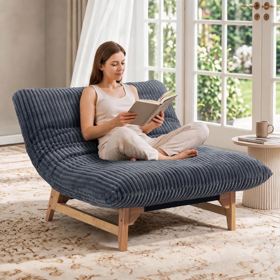 43" Oversized Accent Chair, PAPROOS Comfy Reading Chair, Cloud Lounge Accent Chair Bean Bag Chair for Adults, Corduroy Upholstered Living Room Bedroom Chair, White