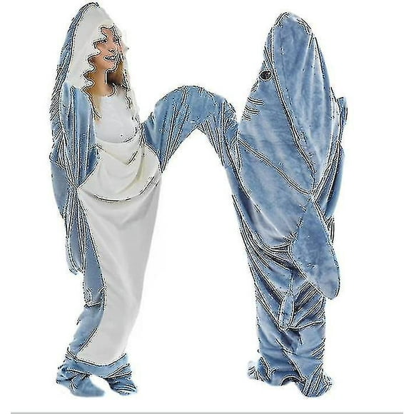 Shark Blanket Hoodie Adult - Shark Onesie Adult Wearable Blanket Shark Blanket Super Soft Cozy Flannel Hoodie Shark Sleeping Bag