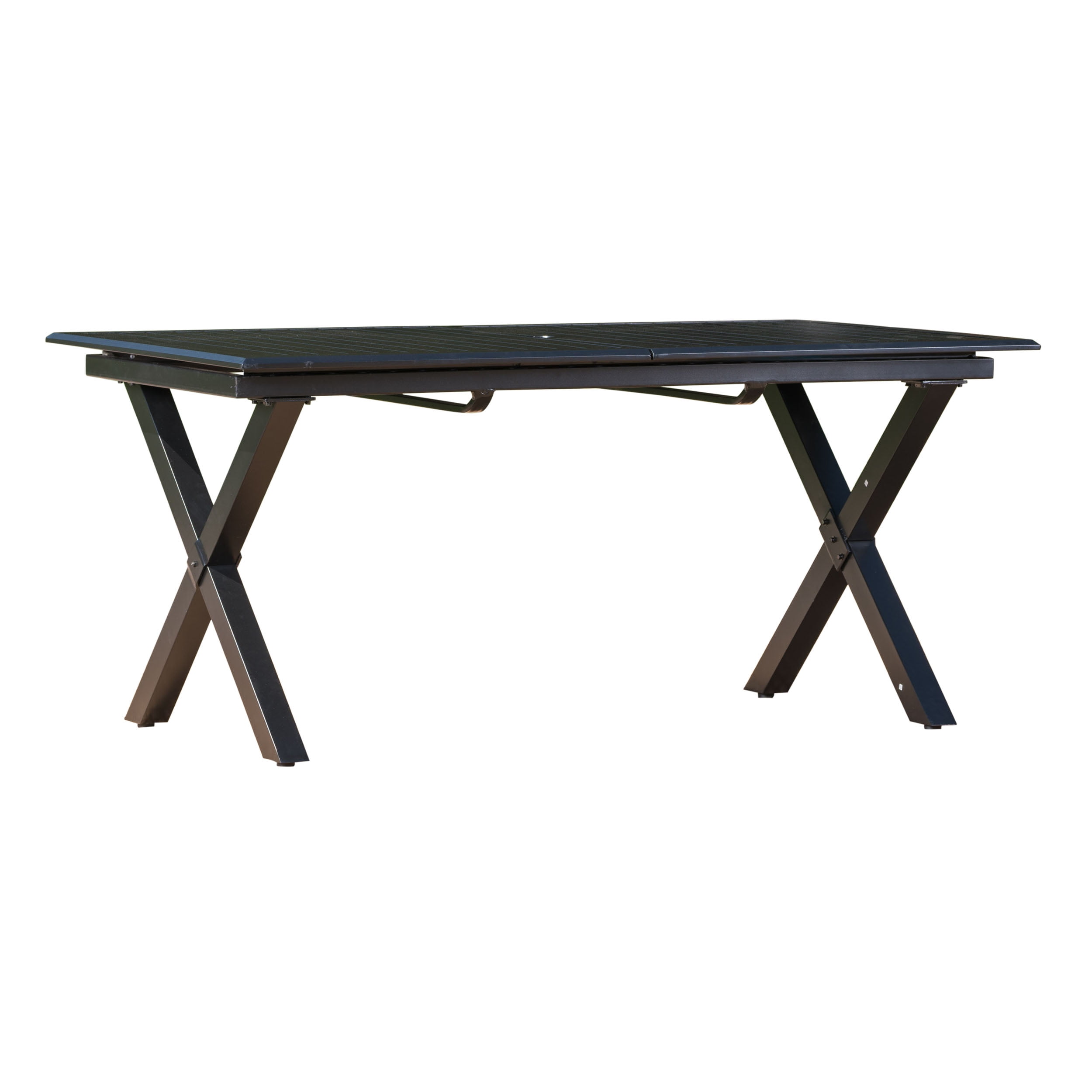 Cascada Outdoor Expandable Cast Aluminum Rectangular Dining Table, Black