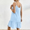 thumbnail image 5 of BRGZLK Stripe Dress for Womens Summer V-Neck Sleeveless Bohemian Beach Halter Dress Light Blue M, 5 of 6