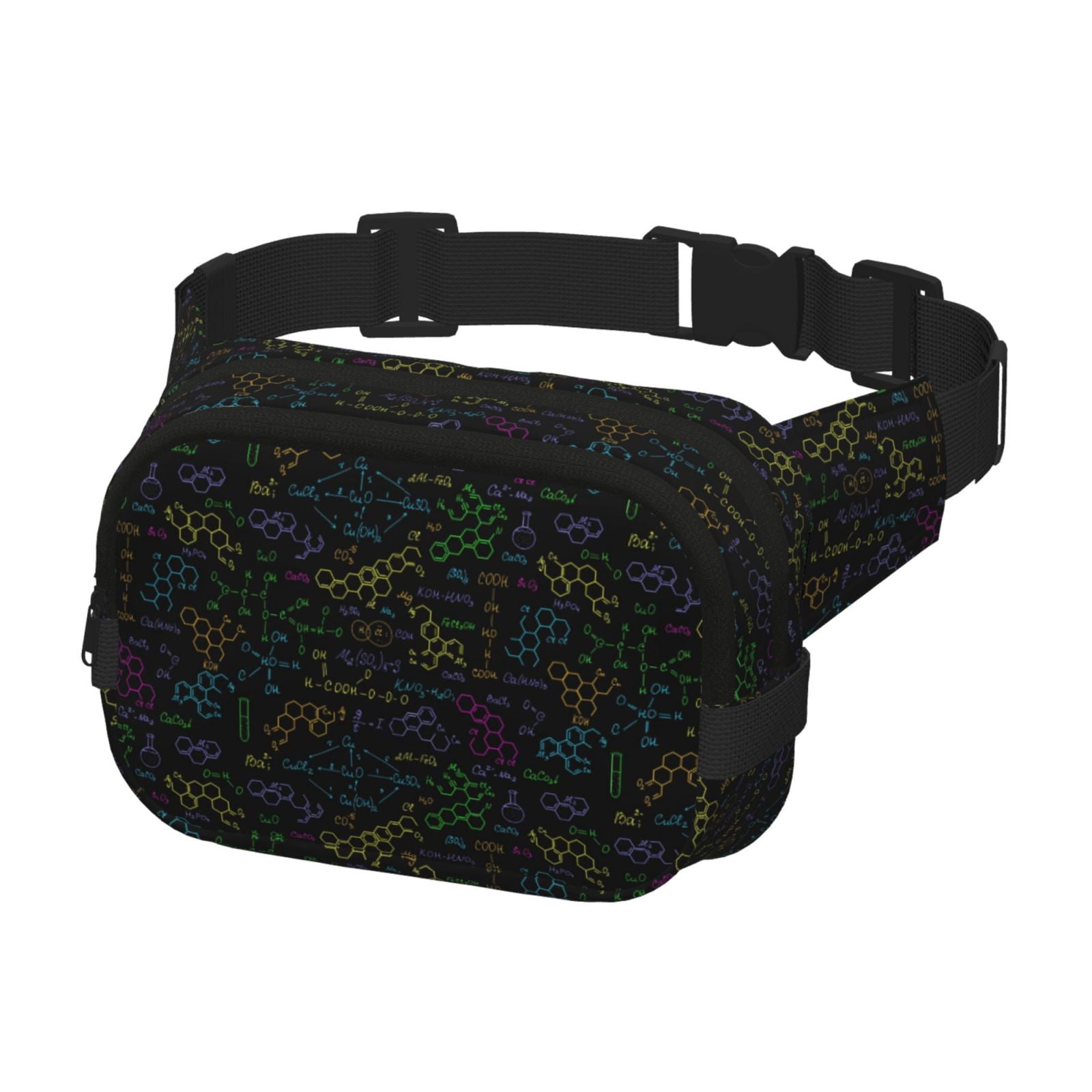 Picia Chemistry Formulas Print Square Double-Layer Waist Bag Mini Adjustable Waist Belt Bag Exercise Running Travel Hiking