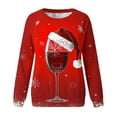 thumbnail image 4 of miqiqism Women Comfy Hoodless Sweatshirt Christmas Casual Tops Blouses Teen Girls Long Sleeve Classic Shirt Loose Fashion Wine Printed Pullover Shirts,R#02_Red,Small, 4 of 4