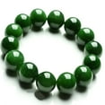 thumbnail image 4 of rygai Natural 10mm Dark Green Faux Jade Round Beads Stretchy Bangle Bracelet Gift,Green, 4 of 6