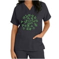 thumbnail image 4 of BiZtdJrK Scrub Tops for Women Short Sleeve Working Uniform with Pocket Summer Casual V Neck Stretchy Holiday T Shirts Funny Graphic Print Tees Black XXL Prime Sales, 4 of 7
