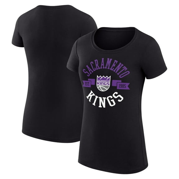 Women's G-III 4Her by Carl Banks Black Sacramento Kings Super-Slim Fit Lightweight Large City Logo T-Shirt