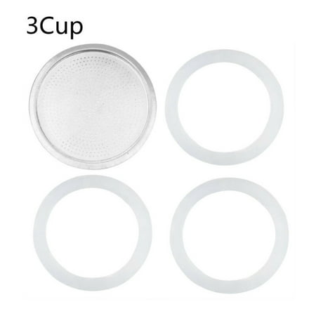 

BAMILL 3 Silicone Seals And 1 Aluminum Filter For Espresso Pot Moka Pot Accessories