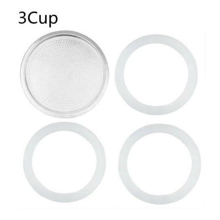 

BAMILL 3 Silicone Seals And 1 Aluminum Filter For Espresso Pot Moka Pot Accessories