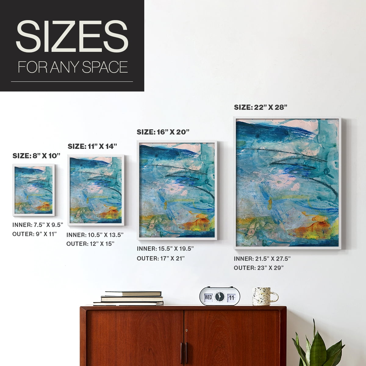 Spring Winds V in White Solid Wood 11 x 14 Framed Print