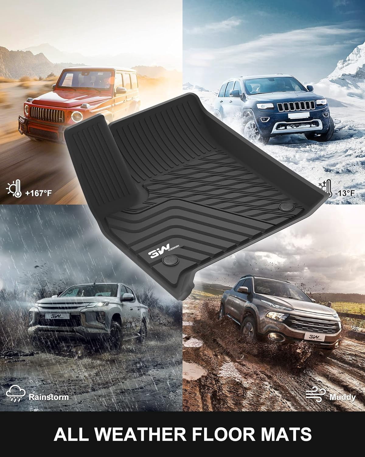 Findway All-Weather TPE Rubber Cargo Liner For Mercedes GLC SUV (2016-2022) - Waterproof Trunk Mat