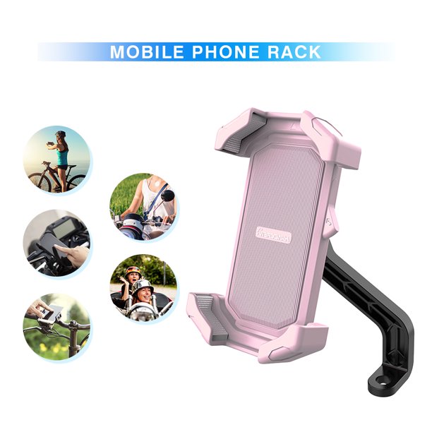 Soporte Para Teléfono De Bicicleta Soporte Móvil Bicicleta Ajustable Universal (Espejo Retrovisor Rosa Azul)