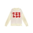thumbnail image 1 of xiaxaixu Pull Femme Mode Saint-Valentin Lèvres Coeur Imprimé Col Rond Manches Longues Tricotés Tops Automne Hiver Pulls Décontractés, 1 of 9