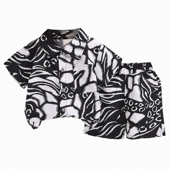 Gubotare Boys Beach Outfit Toddler Baby Boy Summer Outfit Hunting Short Sleeve Button Down Shirt Jungle Camouflage Shorts 2Pcs Clothes Set 2T 3T (Black,2-3 Years)