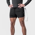 thumbnail image 4 of Pantalones cortos holgados con múltiples bolsillos y cordón de color sólido, cómodos y transpirables para ciclismo y carrera, 4 of 5