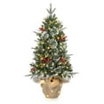 thumbnail image 3 of Eastvita (B) 3FT Snow Flocked Christmas Tree, 78 Lights, 8 Lighting Modes, Hinged Base, Artificial Holiday Decor, 3 of 8
