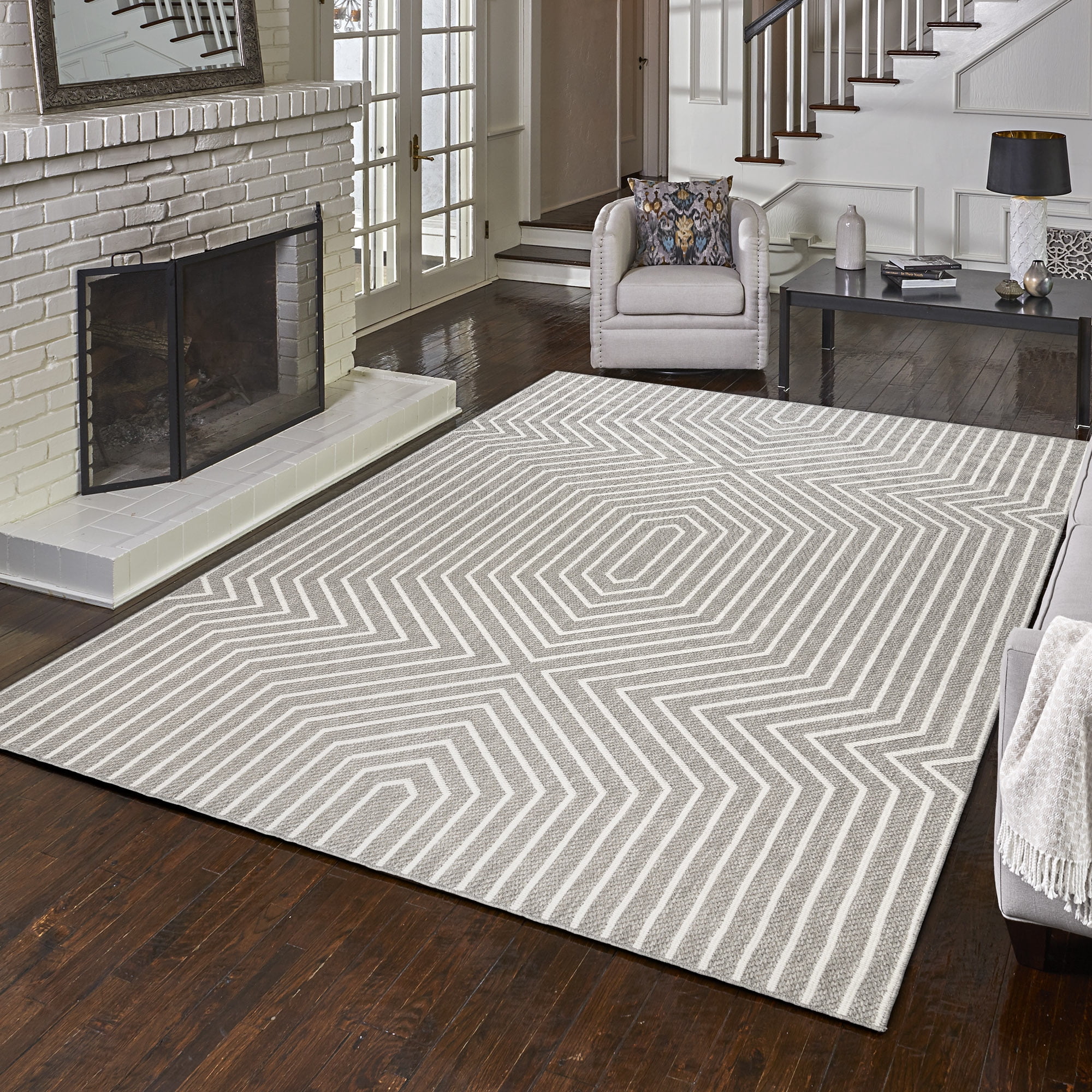 Gertmenian Malini Dazi Modern/ Contemporary Geometric Gray Area Rug, 9x13
