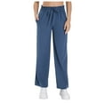 thumbnail image 1 of NECHOLOGY Women's Wide Leg Track Pants Capris with Pockets, Dark Blue, Size S, 1 of 5
