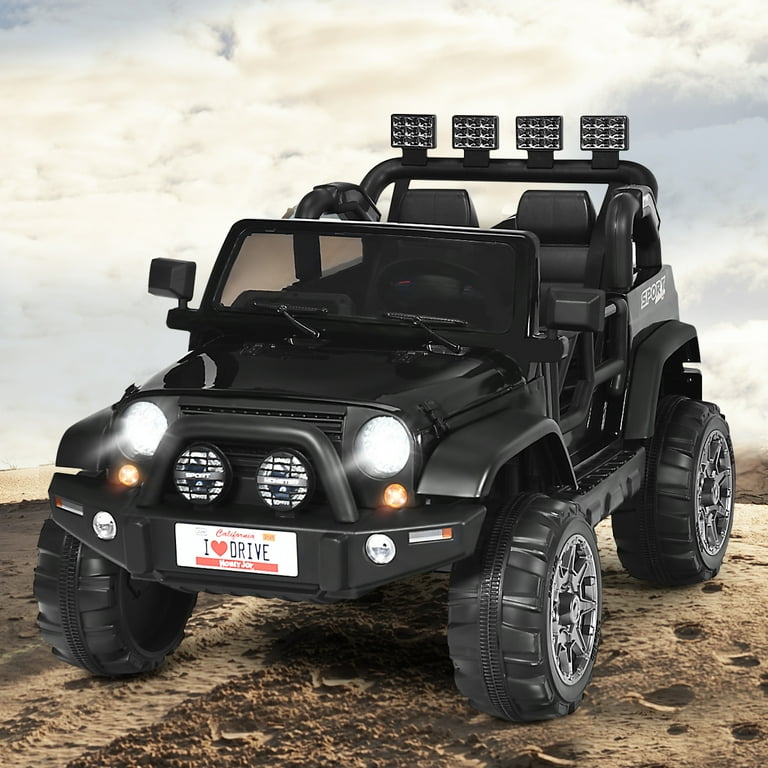 Topbuy Kids Big Car Black 12V Jeep Truck Ride On Toy for Children Toddlers with Remote Control Walmart