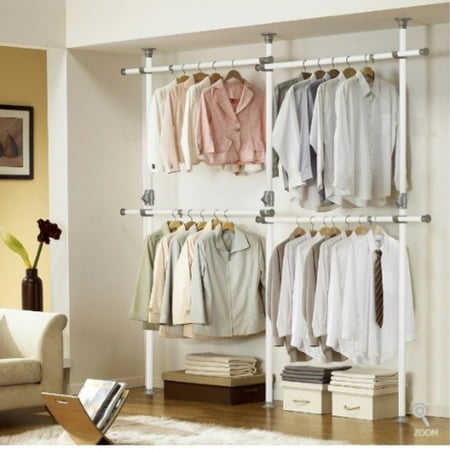 One Touch Double 2 Tier Adjule Hanger Prince Holding One Touch Double 2 Tier Adjule Hanger Prince Holding 80kg 176lb Per Horizontal Bar Clothing Rack Closet Organizer 38mm Vertical Pole