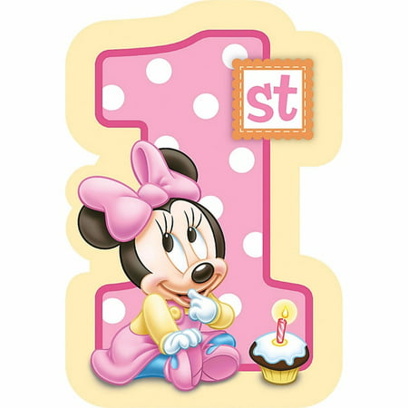 1 4 Sheet Minnie Mouse Girl S 1st Birthday Edible Frosting Cake Topper