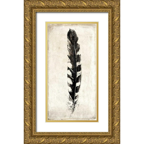 Symposium Design 18x32 Gold Ornate Wood Framed with Double Matting Museum Art Print Titled - Plume