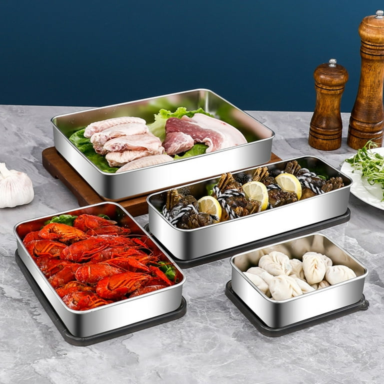 Refrigerator Stainless Steel Cheese Container Elevated Base Fridge Deli Meat  Storage Box Kitchen Food Storage Container